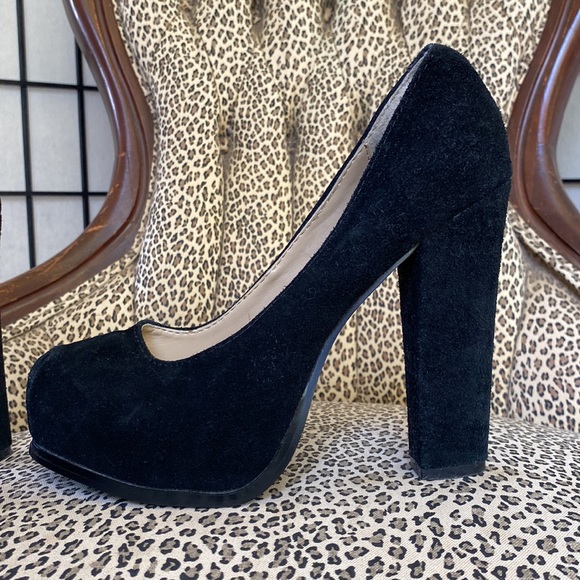 Carlos By Carlos Santana Black Platform Suede heels Sz 6.5 - Picture 4 of 7